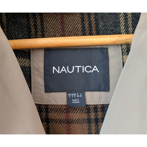 Vintage Nautica Women's Knee-Length Trench Jacket Small Black Hooded Coastal y2k - Picture 7 of 16